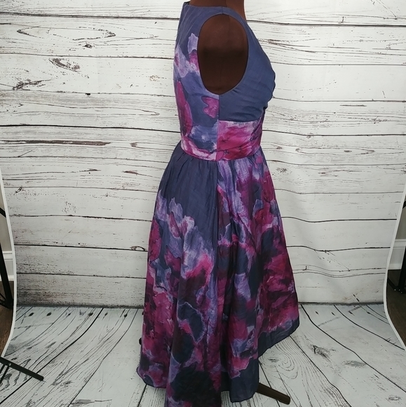 Neiman Marcus Lela Rose Purple Watercolor Dress - Picture 6 of 10